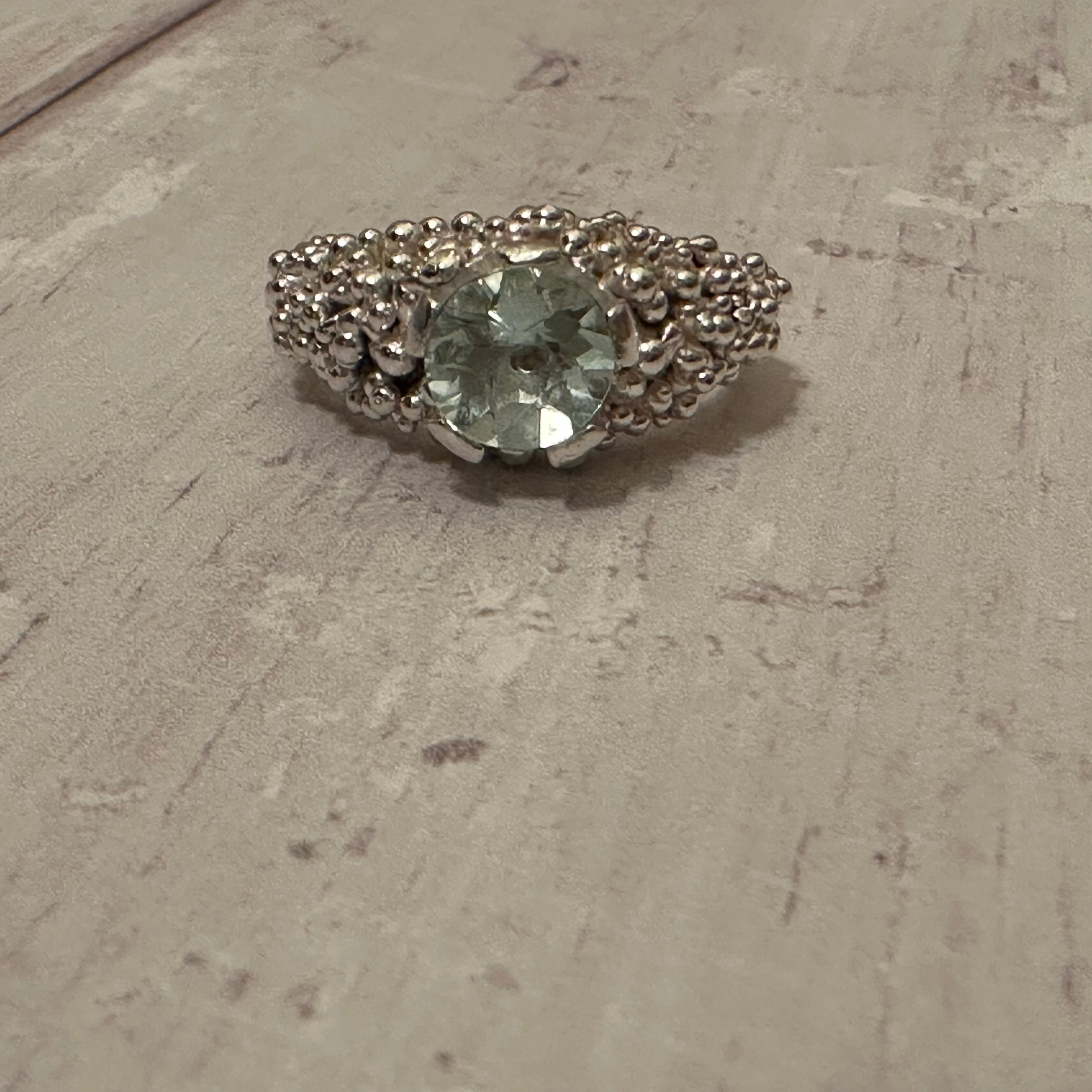 Lagoon ring with 8mm recycled Aquamarine