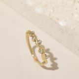 Sterling Silver Ocean Shimmer Wave Diamond Ring