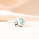 Aquamarine and Sapphire Sterling Silver ring