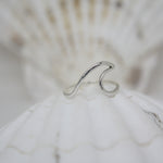 Silver ring on shell 